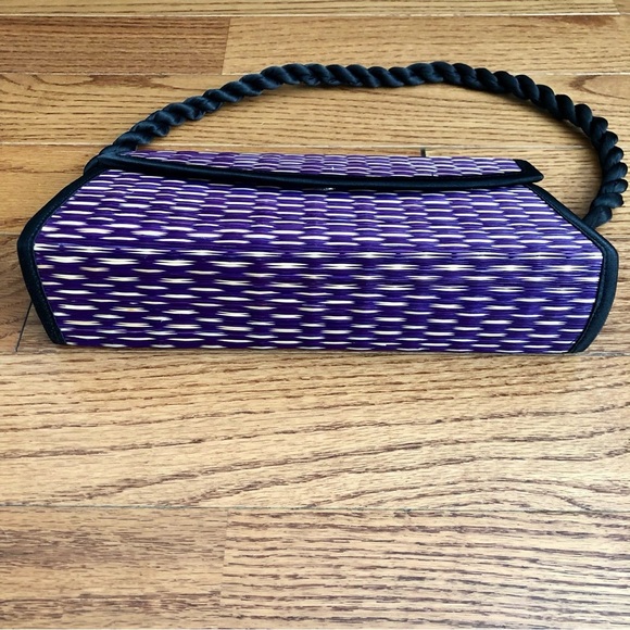 Saraye Tatami Purple Tan Baskets of Cambodia Geometric Shoulder Bag - Picture 5 of 9